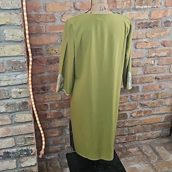 NWT Timeless Naeem Khan Chartreuse embroidered dress size Large - Picture 9 of 14
